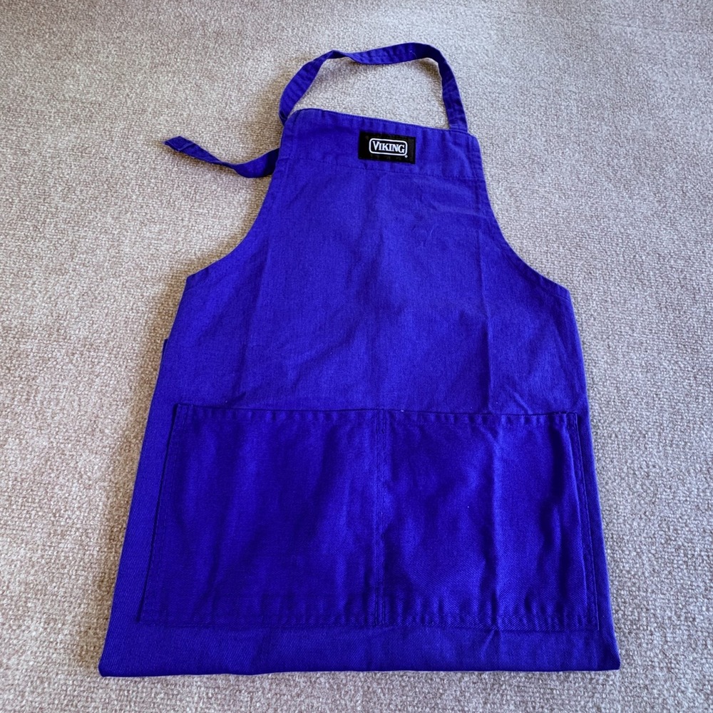 Vintage Viking Range Kitchen Apron Blue 100% Cotton Made in USA Rare HW-100TRI